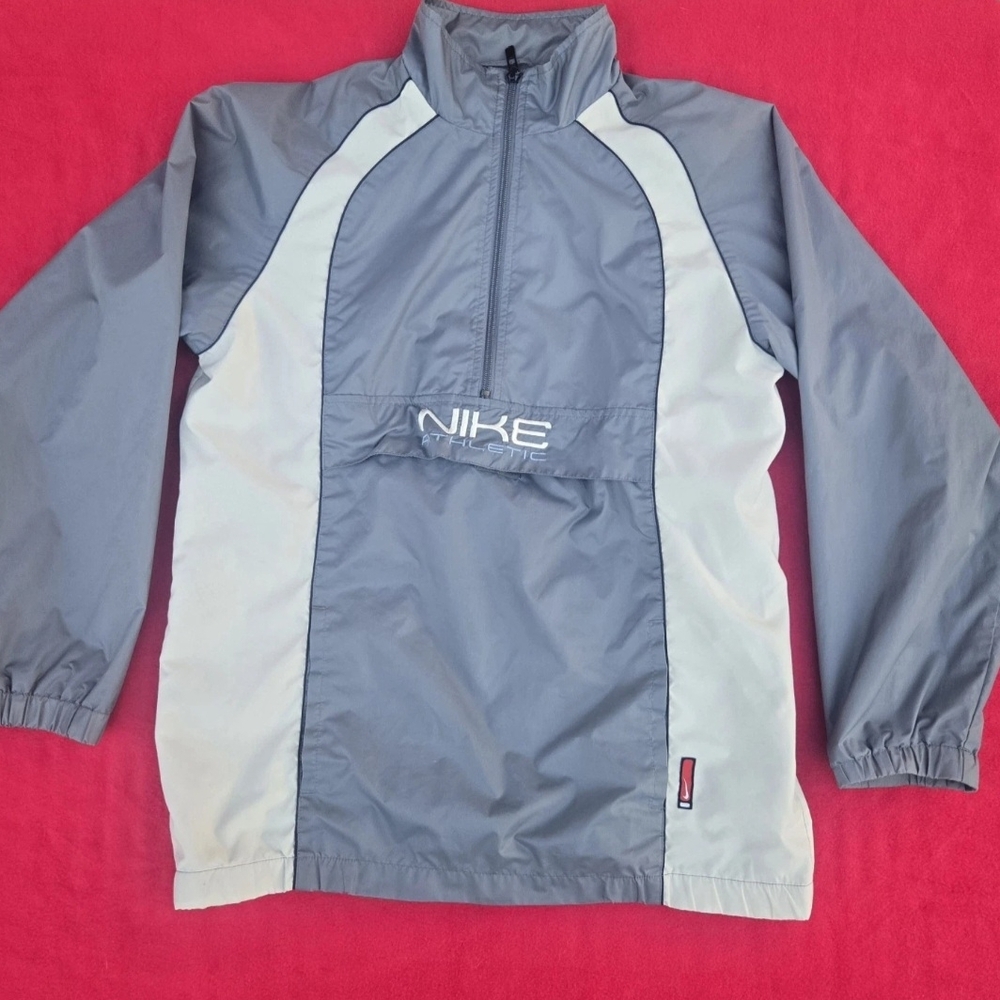 Nike Vintage Half Zip Anorak Jacket Gray Mens Activewear Big Central Logo Sz L